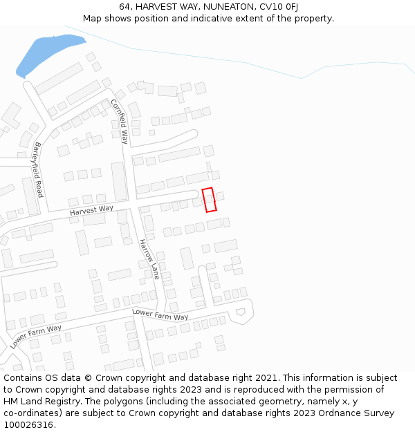 64, HARVEST WAY, NUNEATON, CV10 0FJ: Location map and indicative extent of plot