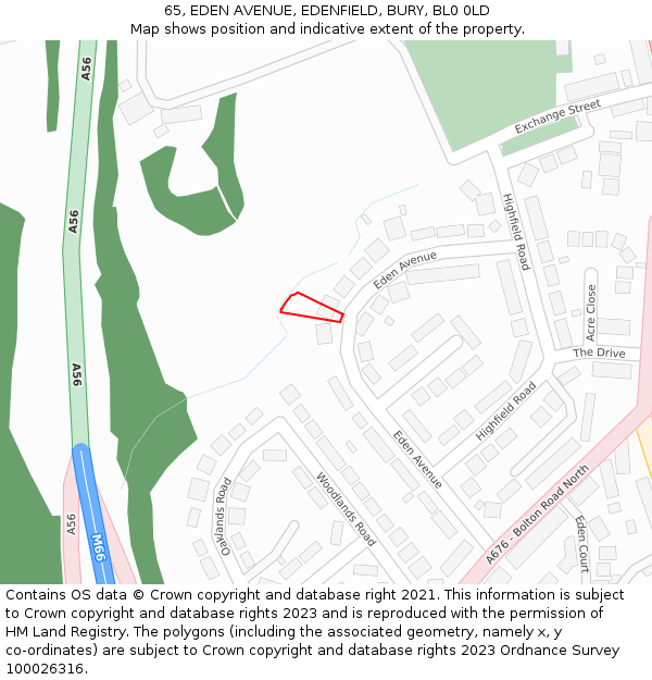 65, EDEN AVENUE, EDENFIELD, BURY, BL0 0LD: Location map and indicative extent of plot