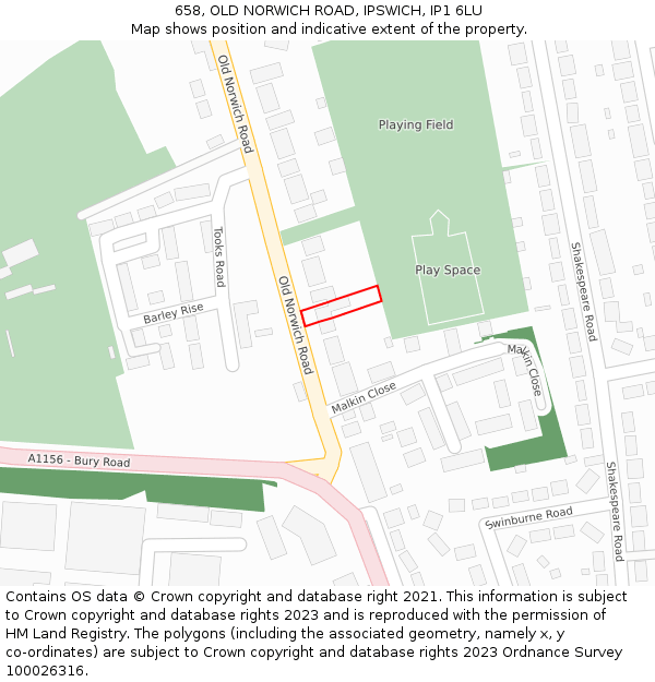 658, OLD NORWICH ROAD, IPSWICH, IP1 6LU: Location map and indicative extent of plot