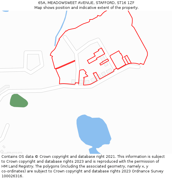 65A, MEADOWSWEET AVENUE, STAFFORD, ST16 1ZF: Location map and indicative extent of plot