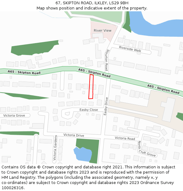 67, SKIPTON ROAD, ILKLEY, LS29 9BH: Location map and indicative extent of plot