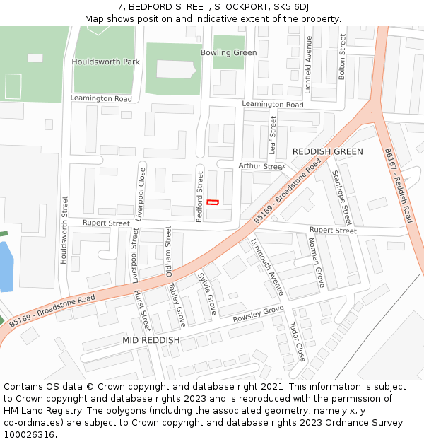 7, BEDFORD STREET, STOCKPORT, SK5 6DJ: Location map and indicative extent of plot