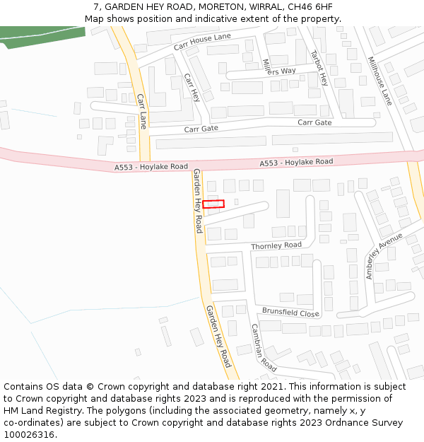 7, GARDEN HEY ROAD, MORETON, WIRRAL, CH46 6HF: Location map and indicative extent of plot