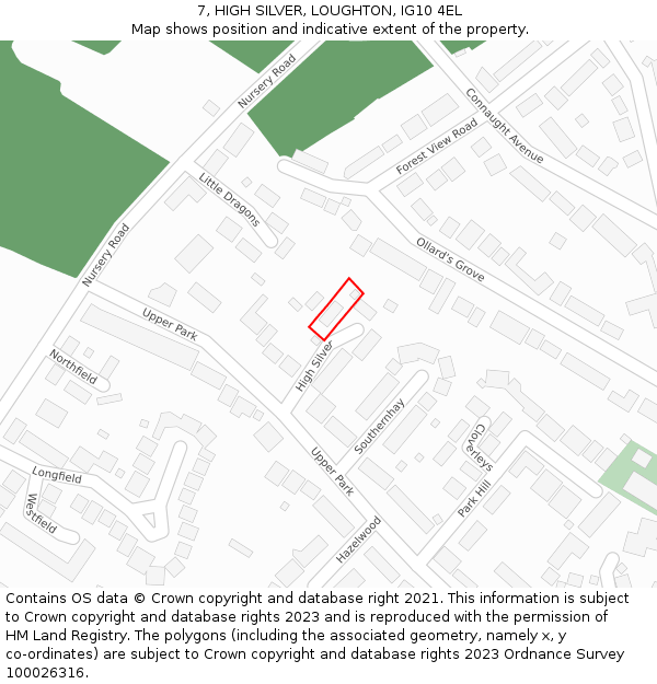 7, HIGH SILVER, LOUGHTON, IG10 4EL: Location map and indicative extent of plot
