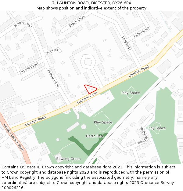 7, LAUNTON ROAD, BICESTER, OX26 6PX: Location map and indicative extent of plot