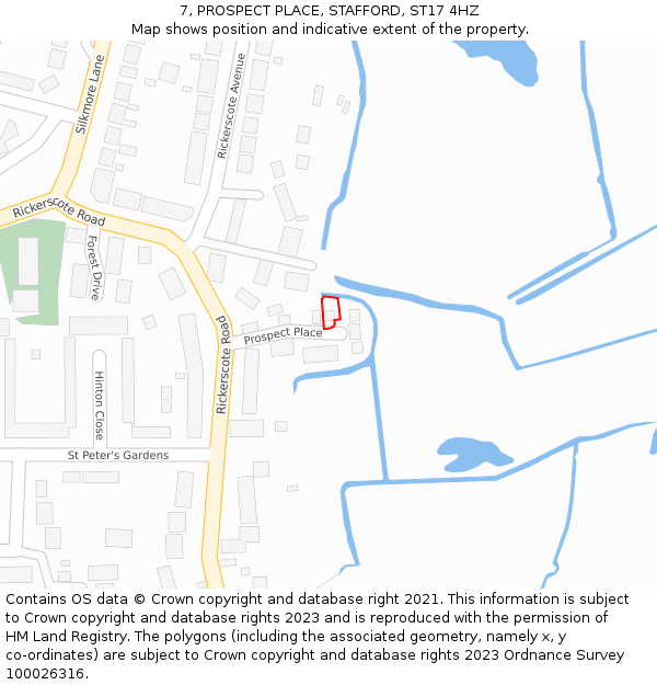 7, PROSPECT PLACE, STAFFORD, ST17 4HZ: Location map and indicative extent of plot