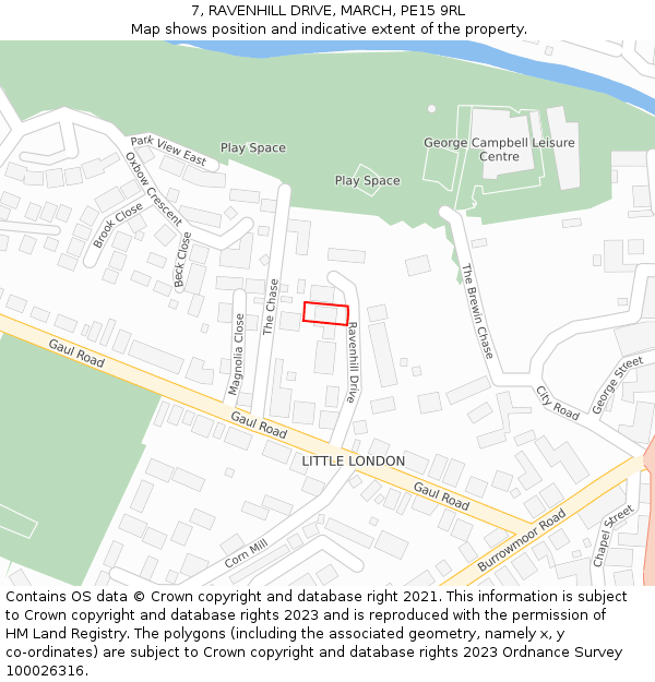 7, RAVENHILL DRIVE, MARCH, PE15 9RL: Location map and indicative extent of plot