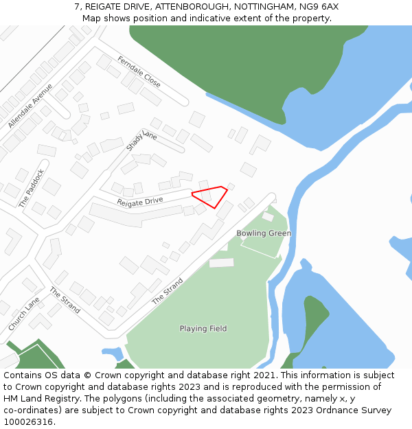 7, REIGATE DRIVE, ATTENBOROUGH, NOTTINGHAM, NG9 6AX: Location map and indicative extent of plot