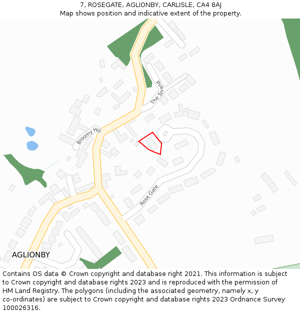 7, ROSEGATE, AGLIONBY, CARLISLE, CA4 8AJ: Location map and indicative extent of plot