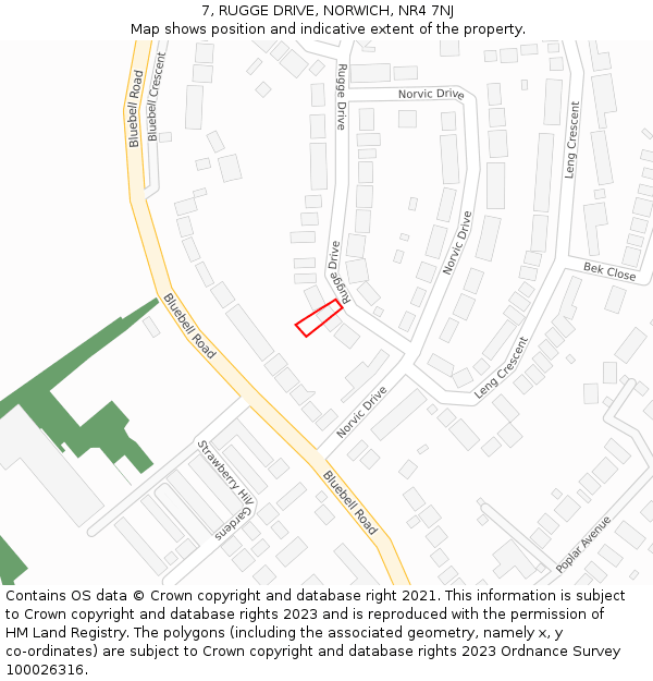 7, RUGGE DRIVE, NORWICH, NR4 7NJ: Location map and indicative extent of plot