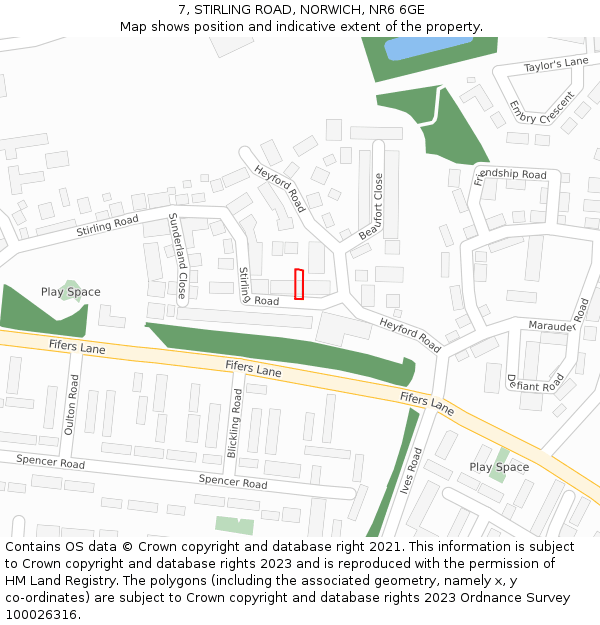 7, STIRLING ROAD, NORWICH, NR6 6GE: Location map and indicative extent of plot