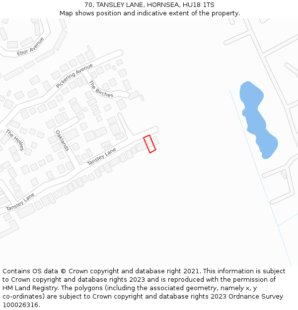 70, TANSLEY LANE, HORNSEA, HU18 1TS: Location map and indicative extent of plot