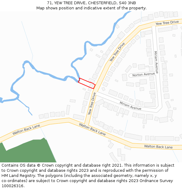 71, YEW TREE DRIVE, CHESTERFIELD, S40 3NB: Location map and indicative extent of plot