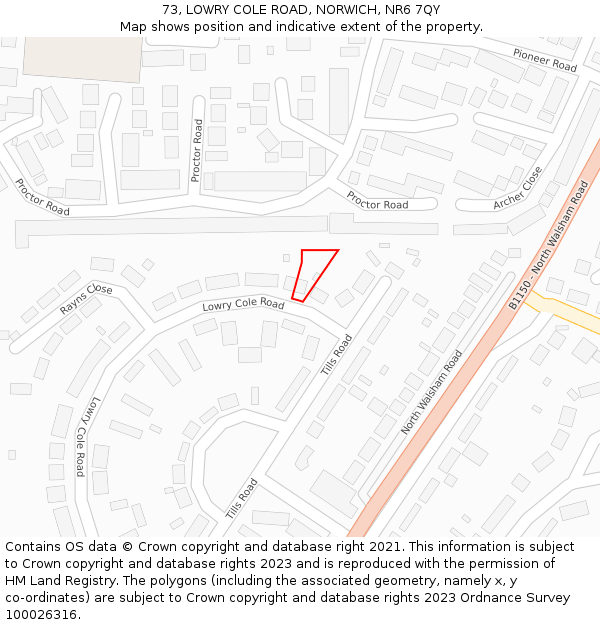 73, LOWRY COLE ROAD, NORWICH, NR6 7QY: Location map and indicative extent of plot