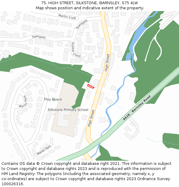 75, HIGH STREET, SILKSTONE, BARNSLEY, S75 4LW: Location map and indicative extent of plot
