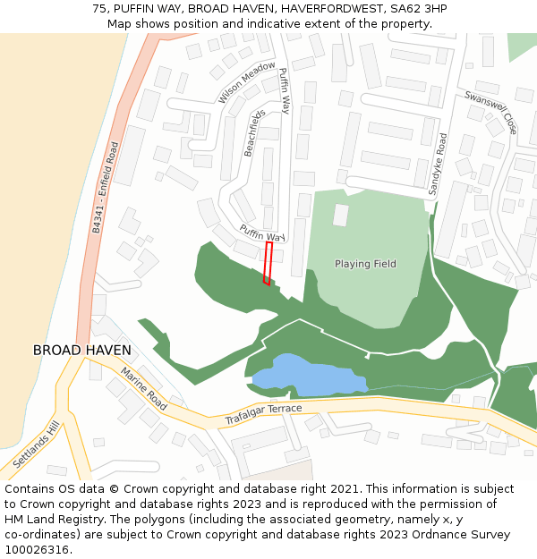 75, PUFFIN WAY, BROAD HAVEN, HAVERFORDWEST, SA62 3HP: Location map and indicative extent of plot