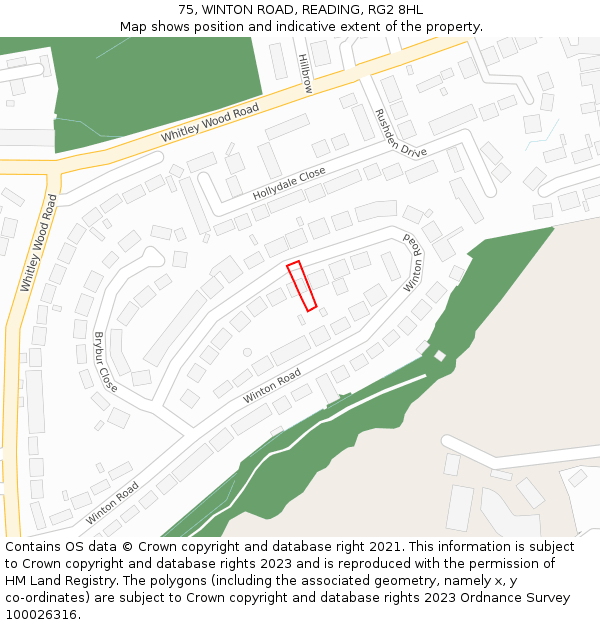 75, WINTON ROAD, READING, RG2 8HL: Location map and indicative extent of plot