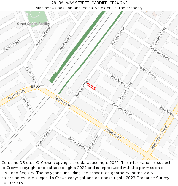 78, RAILWAY STREET, CARDIFF, CF24 2NF: Location map and indicative extent of plot