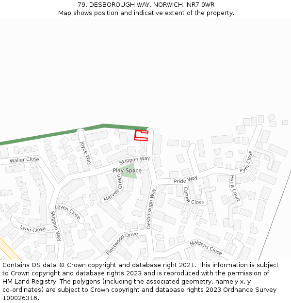 79, DESBOROUGH WAY, NORWICH, NR7 0WR: Location map and indicative extent of plot