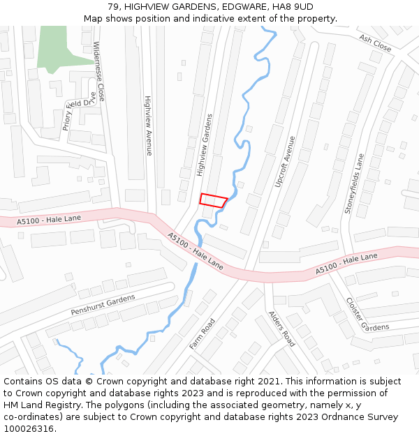 79, HIGHVIEW GARDENS, EDGWARE, HA8 9UD: Location map and indicative extent of plot