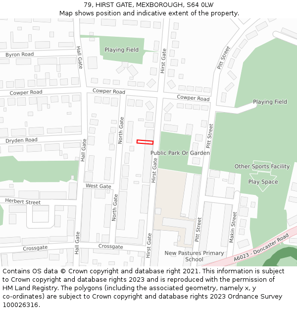 79, HIRST GATE, MEXBOROUGH, S64 0LW: Location map and indicative extent of plot