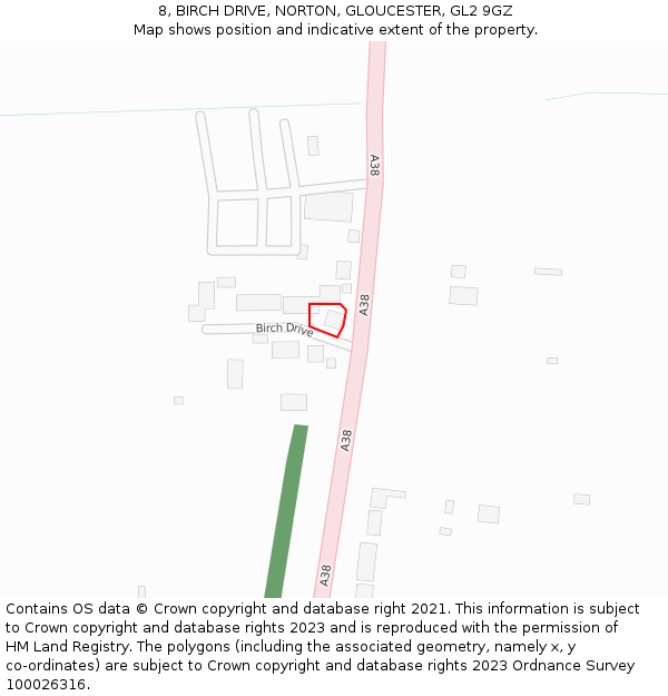 8, BIRCH DRIVE, NORTON, GLOUCESTER, GL2 9GZ: Location map and indicative extent of plot