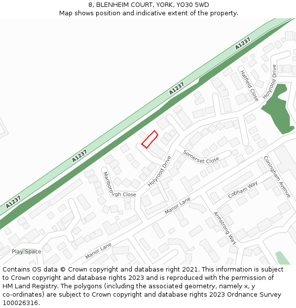 8, BLENHEIM COURT, YORK, YO30 5WD: Location map and indicative extent of plot