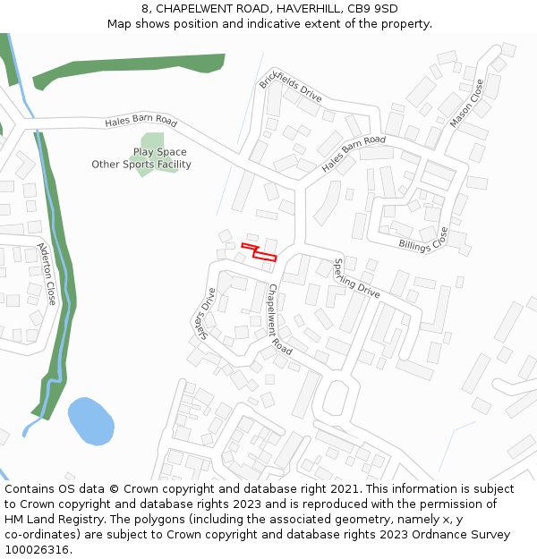 8, CHAPELWENT ROAD, HAVERHILL, CB9 9SD: Location map and indicative extent of plot