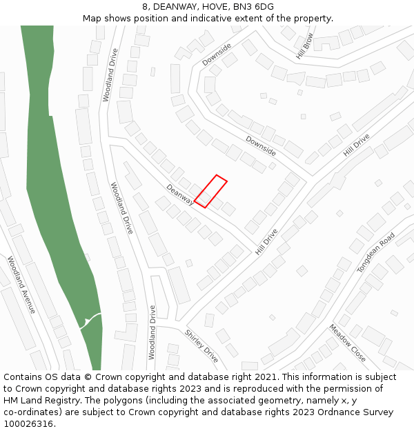 8, DEANWAY, HOVE, BN3 6DG: Location map and indicative extent of plot