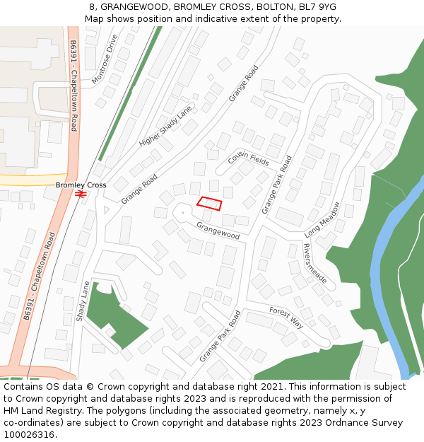 8, GRANGEWOOD, BROMLEY CROSS, BOLTON, BL7 9YG: Location map and indicative extent of plot