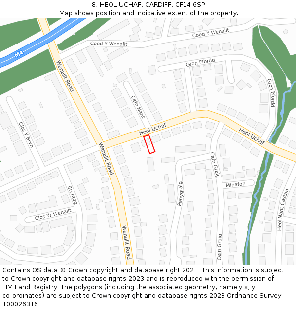 8, HEOL UCHAF, CARDIFF, CF14 6SP: Location map and indicative extent of plot