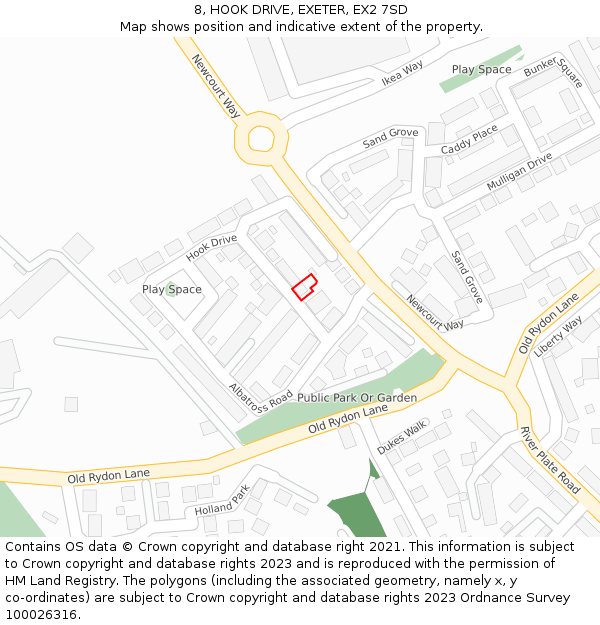 8, HOOK DRIVE, EXETER, EX2 7SD: Location map and indicative extent of plot