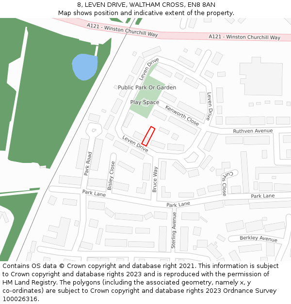 8, LEVEN DRIVE, WALTHAM CROSS, EN8 8AN: Location map and indicative extent of plot