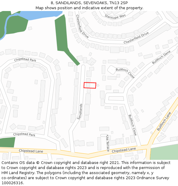 8, SANDILANDS, SEVENOAKS, TN13 2SP: Location map and indicative extent of plot