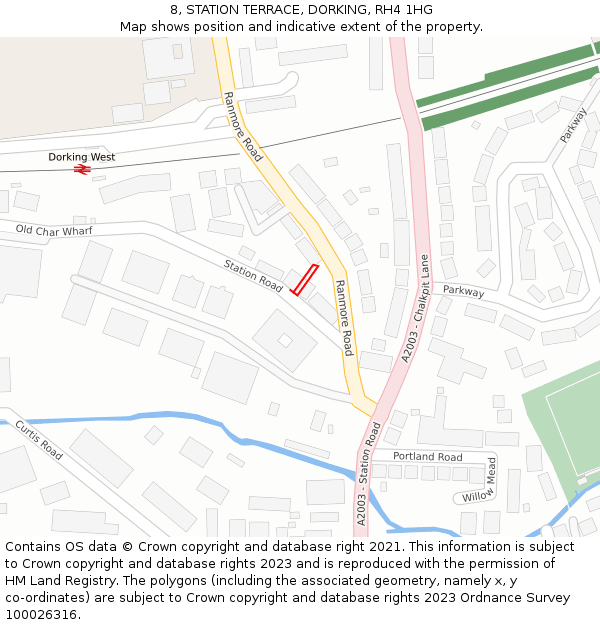 8, STATION TERRACE, DORKING, RH4 1HG: Location map and indicative extent of plot