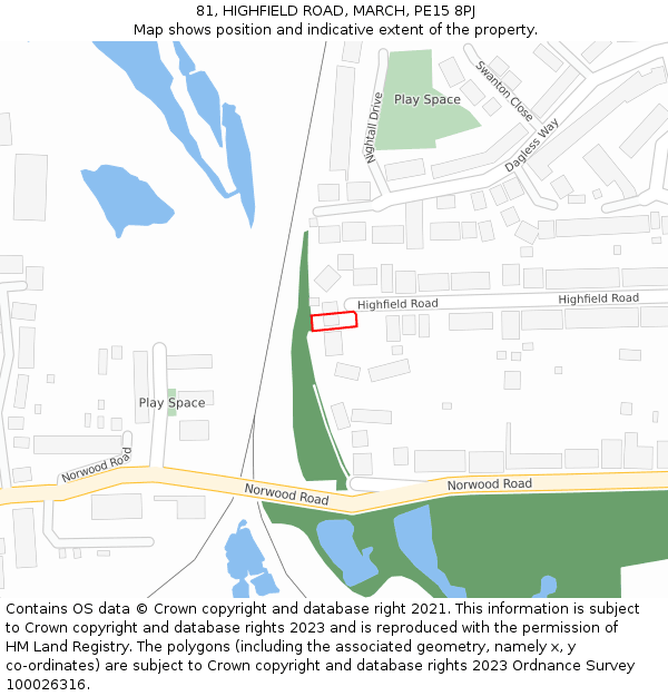 81, HIGHFIELD ROAD, MARCH, PE15 8PJ: Location map and indicative extent of plot