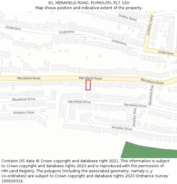 81, MERAFIELD ROAD, PLYMOUTH, PL7 1SH: Location map and indicative extent of plot