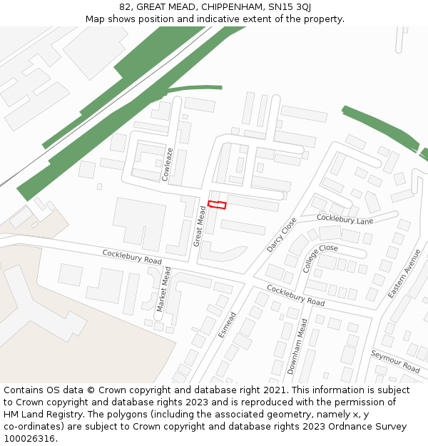 82, GREAT MEAD, CHIPPENHAM, SN15 3QJ: Location map and indicative extent of plot
