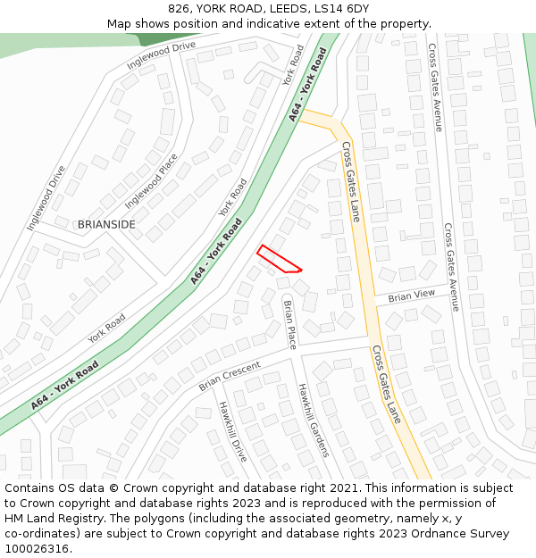 826, YORK ROAD, LEEDS, LS14 6DY: Location map and indicative extent of plot
