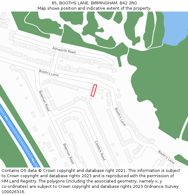 85, BOOTHS LANE, BIRMINGHAM, B42 2RG: Location map and indicative extent of plot