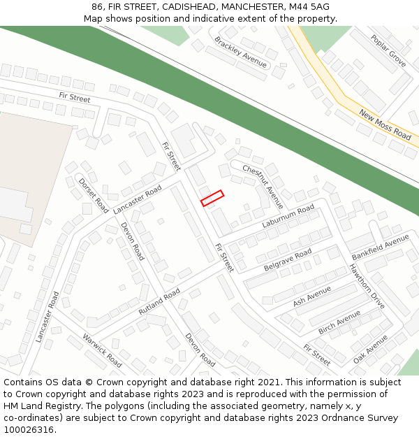 86, FIR STREET, CADISHEAD, MANCHESTER, M44 5AG: Location map and indicative extent of plot