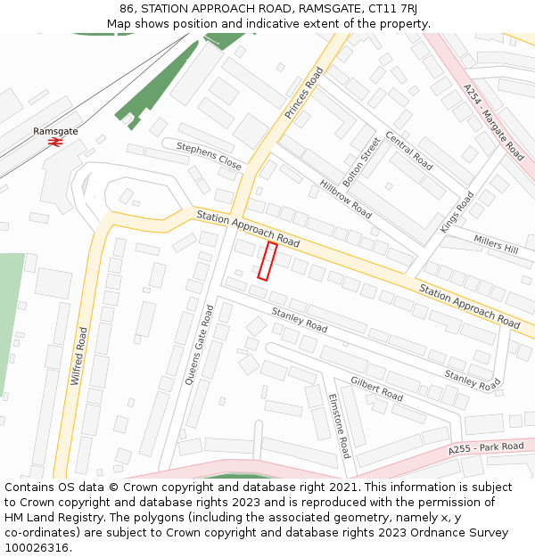 86, STATION APPROACH ROAD, RAMSGATE, CT11 7RJ: Location map and indicative extent of plot