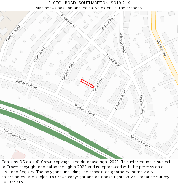 9, CECIL ROAD, SOUTHAMPTON, SO19 2HX: Location map and indicative extent of plot