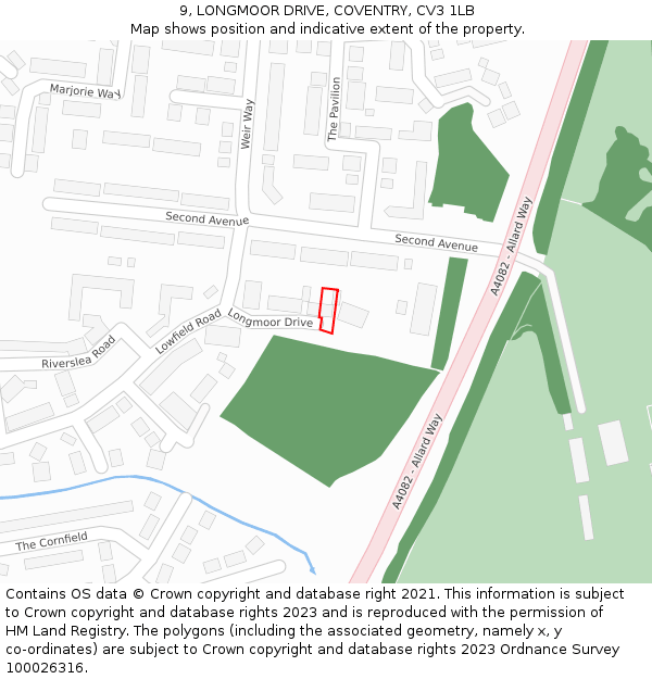 9, LONGMOOR DRIVE, COVENTRY, CV3 1LB: Location map and indicative extent of plot