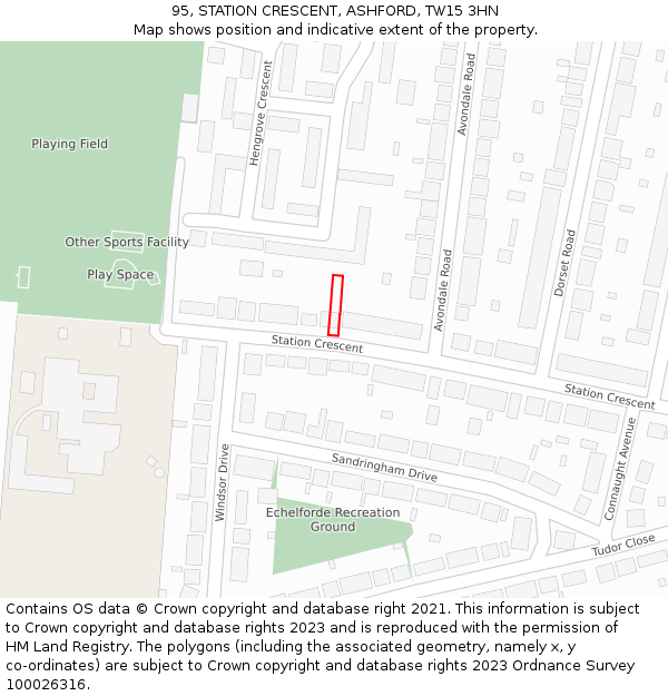 95, STATION CRESCENT, ASHFORD, TW15 3HN: Location map and indicative extent of plot