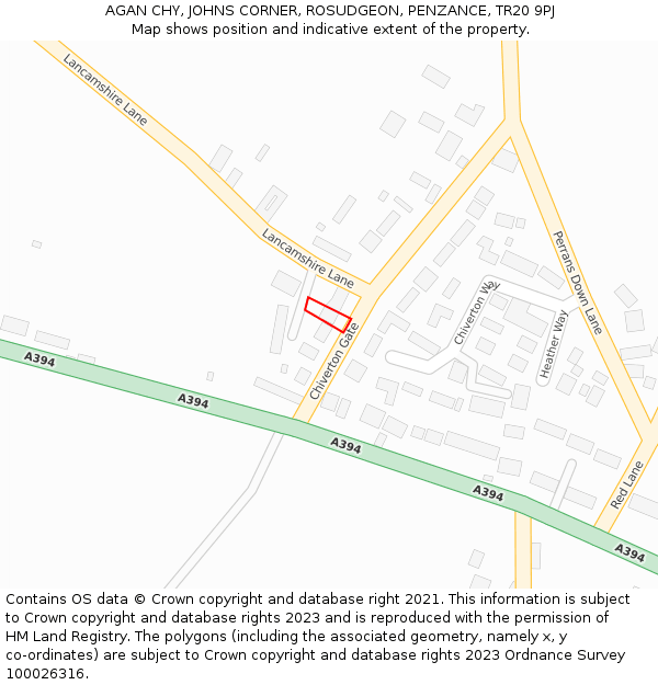 AGAN CHY, JOHNS CORNER, ROSUDGEON, PENZANCE, TR20 9PJ: Location map and indicative extent of plot