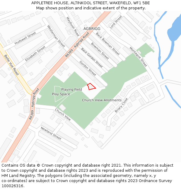 APPLETREE HOUSE, ALTINKOOL STREET, WAKEFIELD, WF1 5BE: Location map and indicative extent of plot