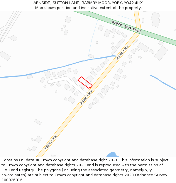 ARNSIDE, SUTTON LANE, BARMBY MOOR, YORK, YO42 4HX: Location map and indicative extent of plot