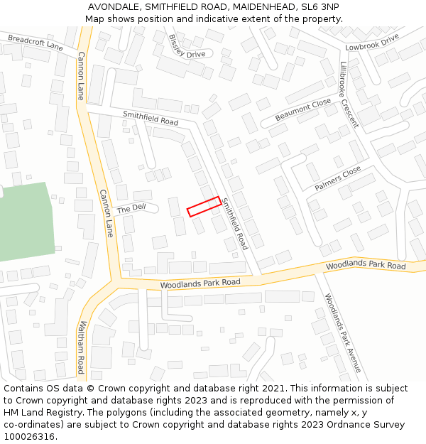AVONDALE, SMITHFIELD ROAD, MAIDENHEAD, SL6 3NP: Location map and indicative extent of plot