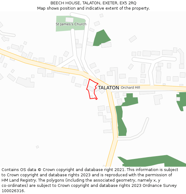 BEECH HOUSE, TALATON, EXETER, EX5 2RQ: Location map and indicative extent of plot